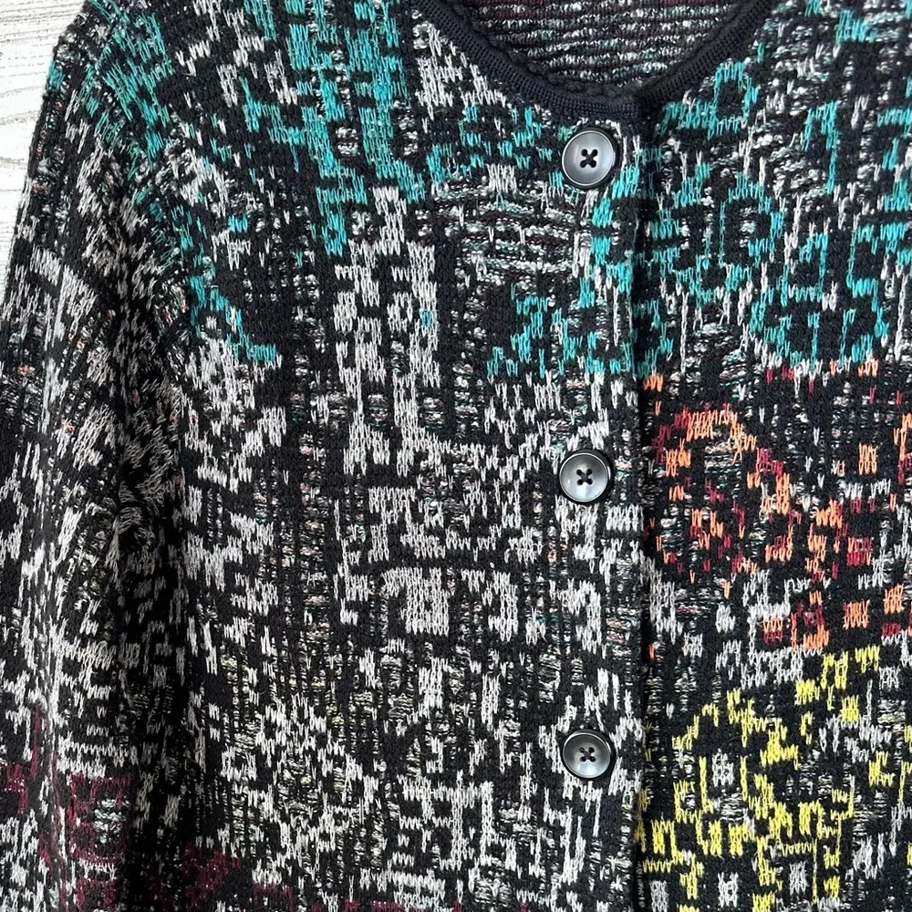 J. JILL Multicolor Duster Coatigan Sweater Cardigan Rainbow Art to Wear SP